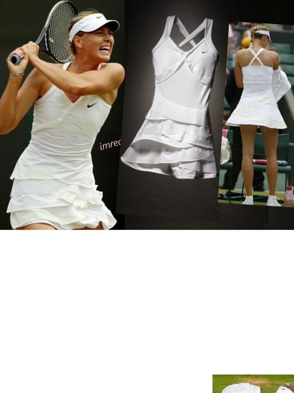 NWT Nike STUNNING Maria Sharapova white Tennis Dress w/ Bra Skirt L Large
